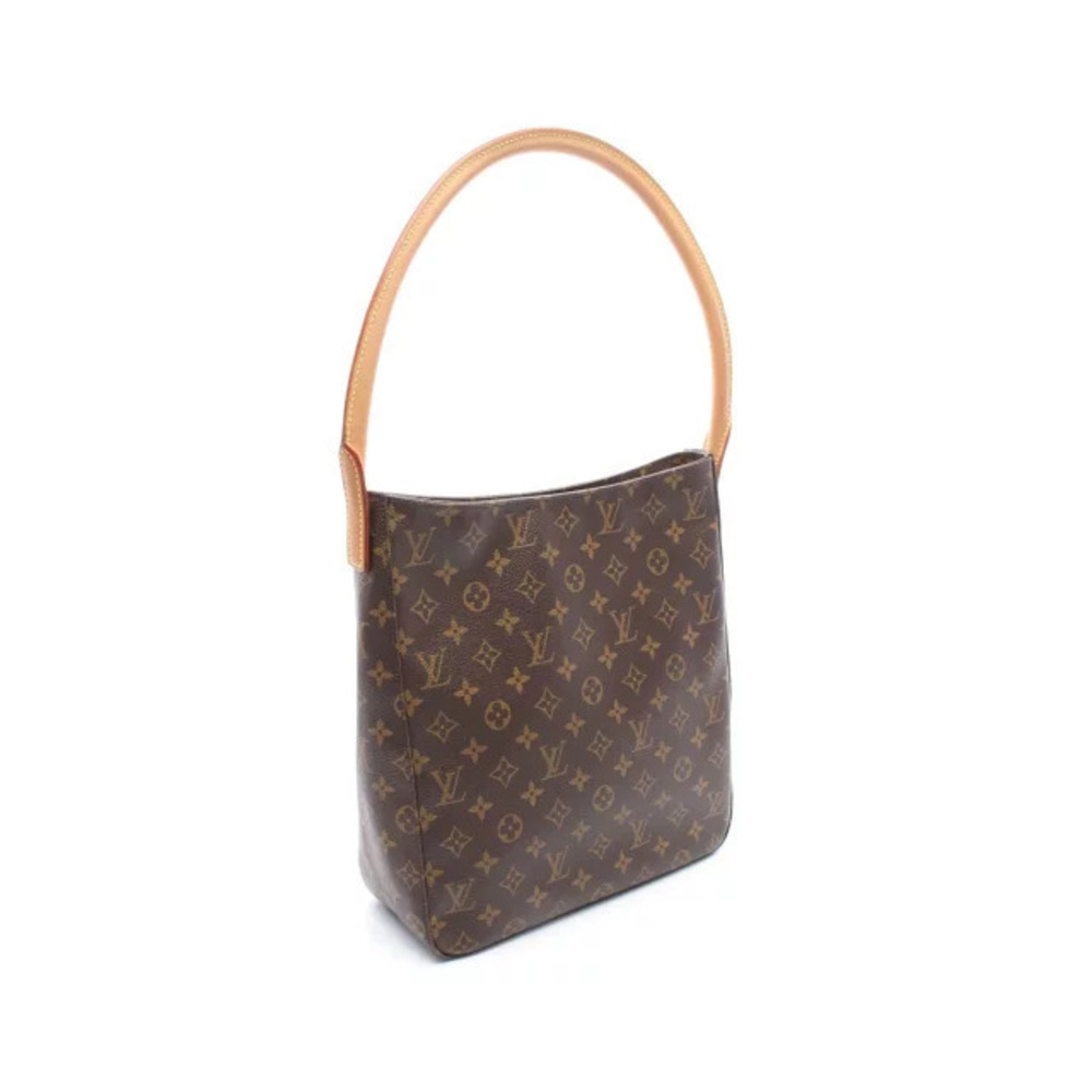 Louis Vuitton Leather Shoulder Brown Canvas Looping Bag Monogram Brown